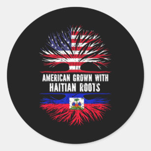 Adesivo Crescido Americano Com Raízes Haitianas Bandeira D