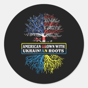 Adesivo Crescido Americano Com Raízes Ucranianas Bandeira