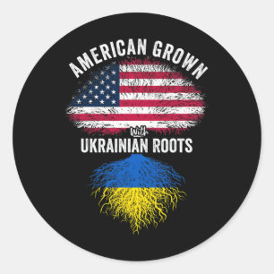 Adesivo Crescido Americano Com Raízes Ucranianas Bandeira