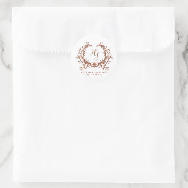 Adesivo Crest Botânico de Monograma Elegante (Bolsa)
