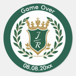 Adesivo Crest Clássico de Monograma de Casamento 'Game Ove