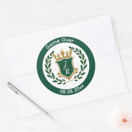 Adesivo Crest Clássico de Monograma de Casamento 'Game Ove