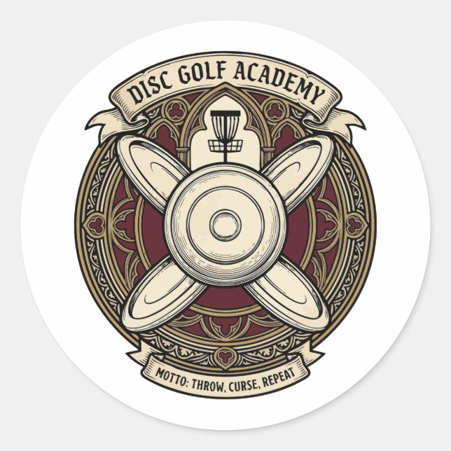 Adesivo Crest da Academia de Disc Golf (Frente)