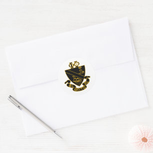 Adesivo Crest da Phi Chi Theta Dourado e Preto