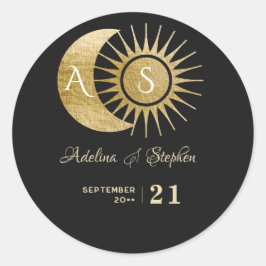 Adesivo Crest de Monograma Chic Celestial Preto e Dourado 