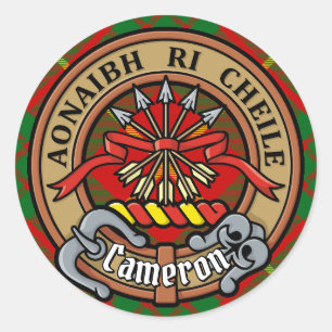 Adesivo Crest do Clã Cameron sobre Tartan