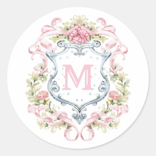 Adesivo Crest Floral Monograma Grandmillennial Noiva