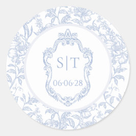 Adesivo Crest Monogram Dusty Blue Floral Wedding