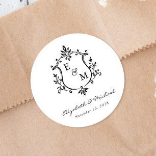 Adesivo Crest Monograma de Casamento Elegante