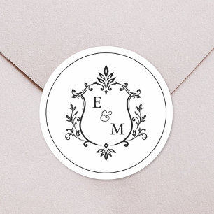 Adesivo Crest Monograma de Casamento Elegante