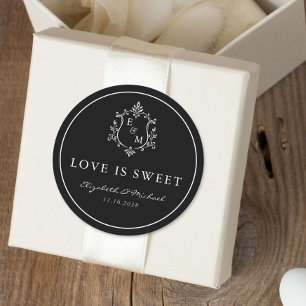 Adesivo Crest Monograma de Noiva Amor É Doce Preto