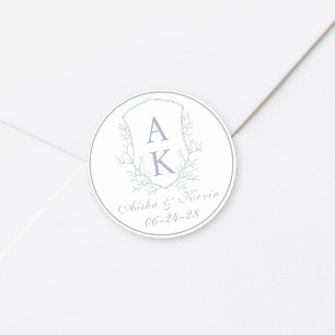 Adesivo Crest Monograma Dusty Casamento Azul