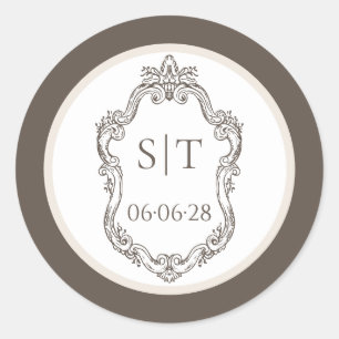 Adesivo Crest Monograma Mocha e Creme Casamento