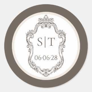 Adesivo Crest Monograma Mocha e Creme Casamento