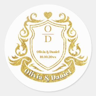 Adesivo Crest Monograma Personalizado de Noiva com Brilho 