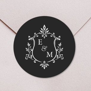 Adesivo Crestá Monograma de Casamento Elegante Preto