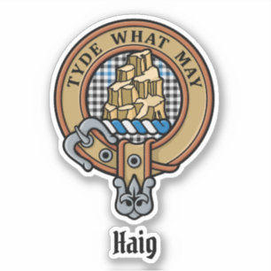 Adesivo Crestão do Clã Haig sobre Xadrez Tartan