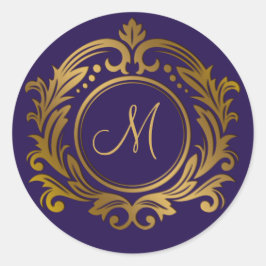 Adesivo Crestão Dourado com Inicial do Monograma em Roxo