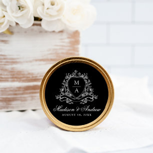 Adesivo Crestas Florais Elegantes Monograma Casamento Pret