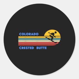 Adesivo Crested Butte Colorado Esqui Esquiador Retro Sol 