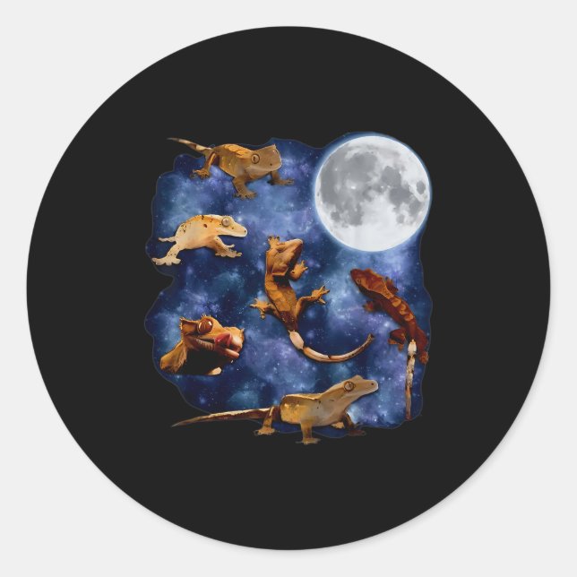 Adesivo Crested Gecko Moon Retro Reptile Mom Dad Breeder L (Frente)