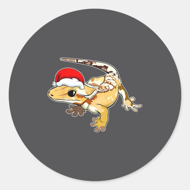 Adesivo Crested Gecko Santa Hat Christmas Pajama Lizard Re (Frente)