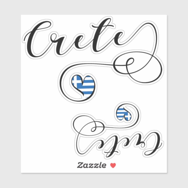 Adesivo Crete Heart Flag, Grécia, Cretan (Folha)