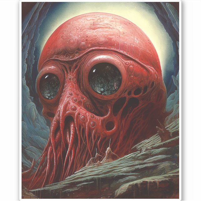 Adesivo Criação de alienígenas de Arte de Horror Sci-fi (Frente)