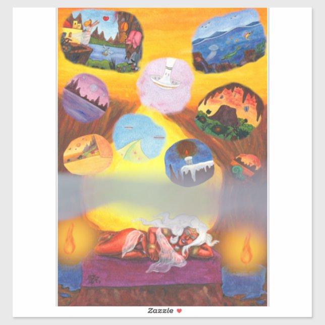 Adesivo Criação Mãe Deusa Sonha Mundos Fantasia Amor (Folha)