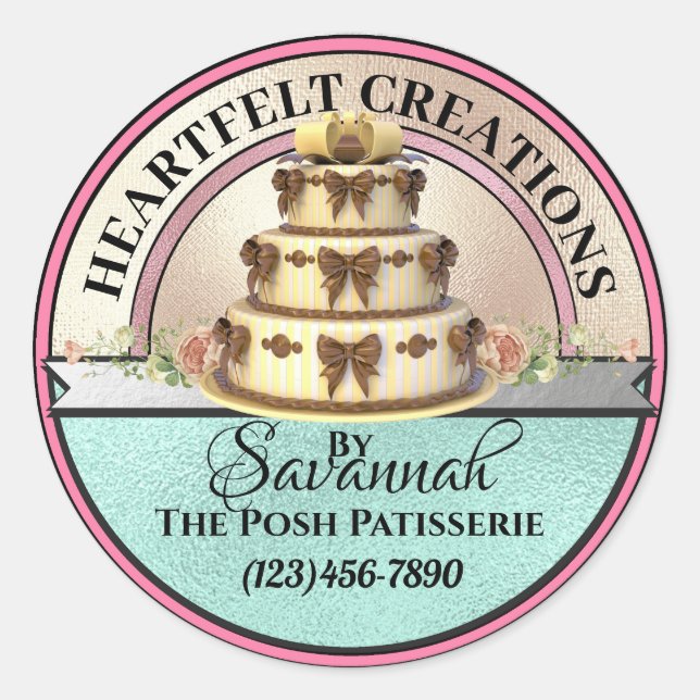 Adesivo Criado Com O Elegante De Bolo Elegante (Frente)