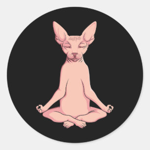 Adesivo Criador de Gato Sphynx Ioga Meditação Pet Sem Pelo