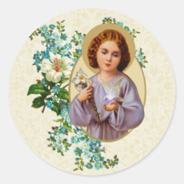 Adesivo Criança Religiosa Jesus Vaga Flores