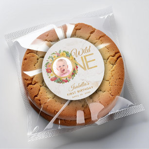 Adesivo Criança Selvagem Floral Foto Rosa Coroa Aniversári