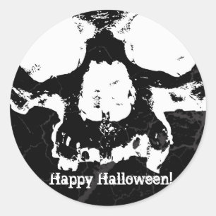 Adesivo Criança Skull Preto e Branco Grungy Festa de Terro