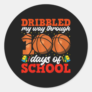 Adesivo Crianças 100. º Dia de Meninos Escolares Basquete