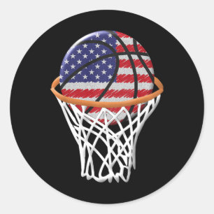 Adesivo Crianças 4 de julho Basquete USA Flag Kids Youth B