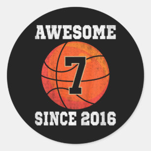 Adesivo Crianças 7 de Aniversário de Basquete com mais de 