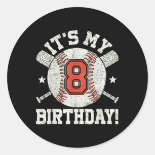 Adesivo Crianças 8ª Festa de aniversário de Baseball Boys 
