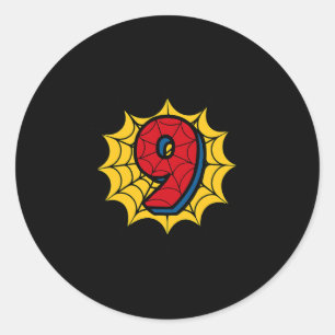 Adesivo Crianças 9º Aniversário do Tema Aranha Festa 9 Ano