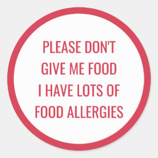 Adesivo Crianças Alergia à Comida Por favor não me dê Comi