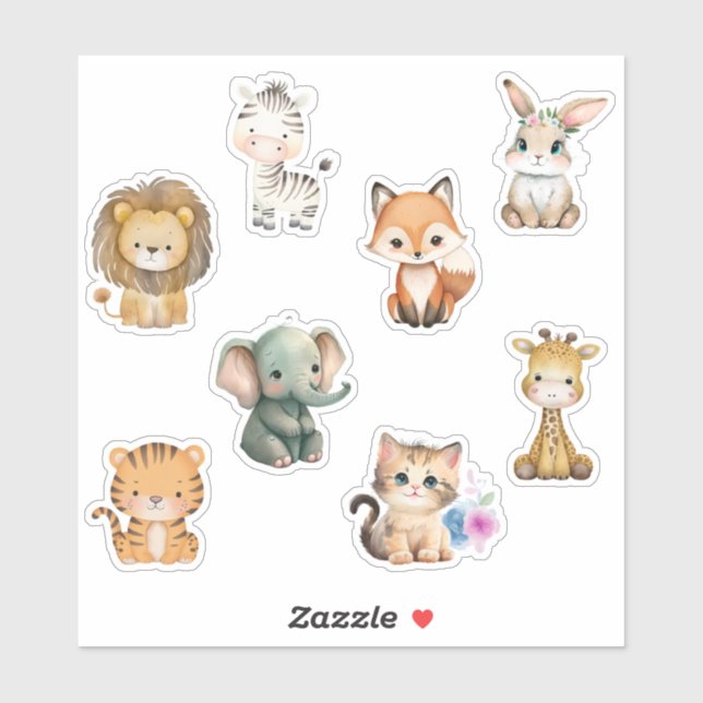 Adesivo Crianças - Animais Aquíferos (Folha)