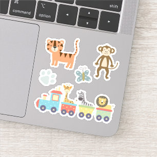 Adesivo Crianças Animais do Zoológico Bonito no Comboio