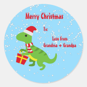 Adesivo Crianças Azuis do Dinossauro Bonito de Natal TRex