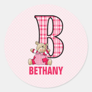 Adesivo Crianças Bear Rosa Letra B Menina Nome Verificado