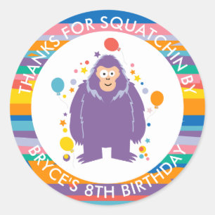 Adesivo Crianças Bigfoot Aniversário Obrigado
