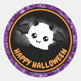 Adesivo Crianças bonitas Bat & Purple Glitter Feliz Dia da