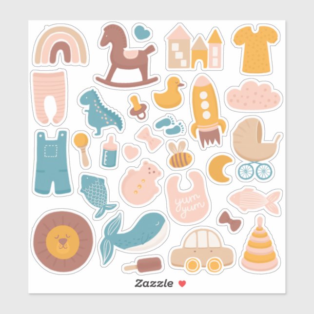 Adesivo Crianças bonitas, bebês e brinquedos. Enfermeiro e (Folha)