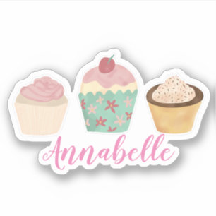 Adesivo Crianças Bonitas Cupcake Pastel Personalizado