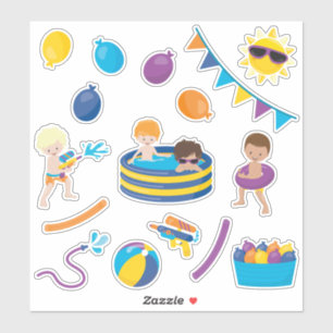 Adesivo Crianças Brincam de Água com Meninos