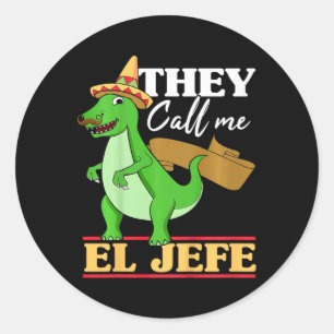 Adesivo Crianças Chamam-Me El Jefe Cinco De Mayo Dinosauri